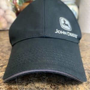 John Deere Snapback Hat Black One Size Embroidered Logo Vent Holes